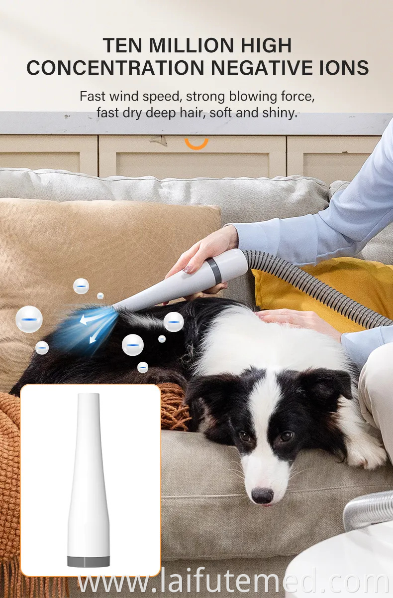 Elspet 4 in 1 Dog Vacuum Grooming Tools with Comb Clipper Grooming Dryer Adjustable Temperatures, Heating, and Anion Functions PRO Dog Grooming Kits